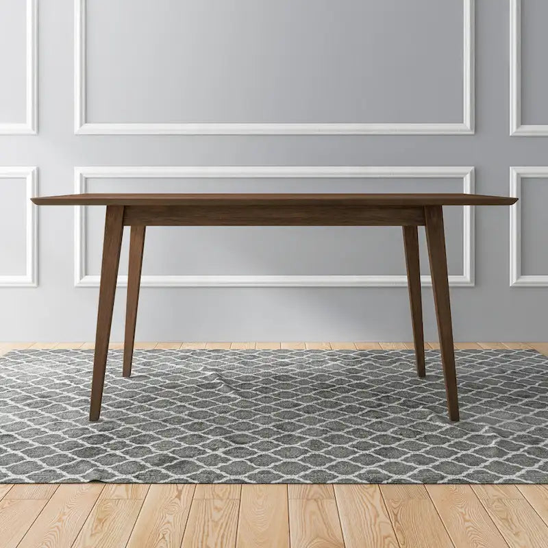 Table à manger rectangulaire en bois massif Alda, style moderne du milieu du siècle