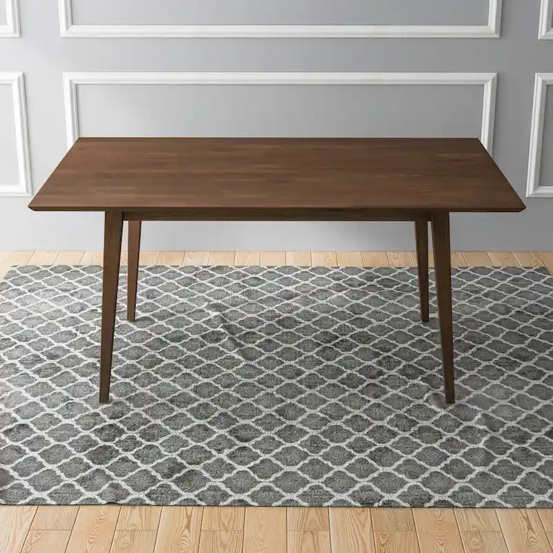 Table à manger rectangulaire en bois massif Alda, style moderne du milieu du siècle