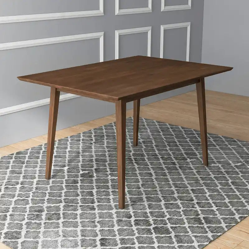 Table à manger rectangulaire en bois massif Alda, style moderne du milieu du siècle