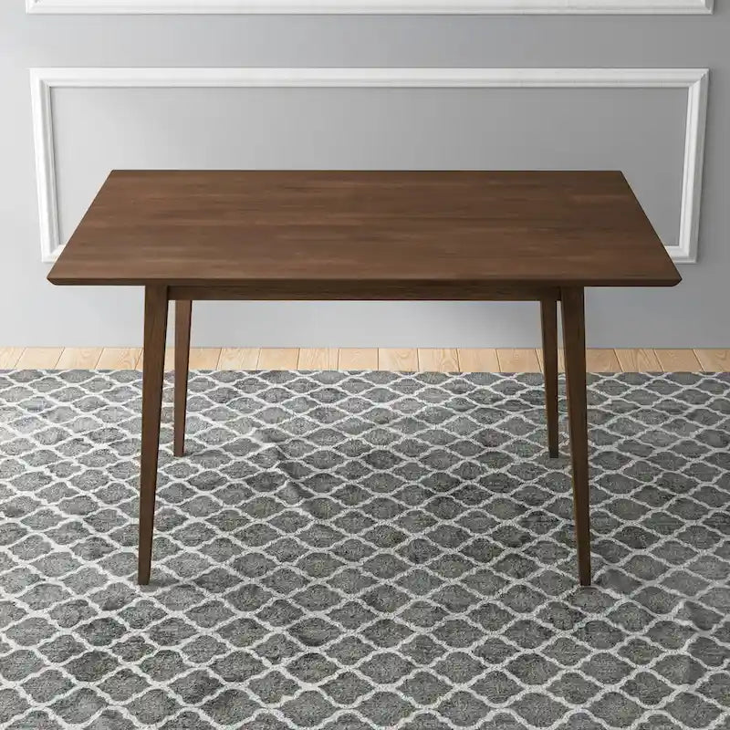 Table à manger rectangulaire en bois massif Alda, style moderne du milieu du siècle