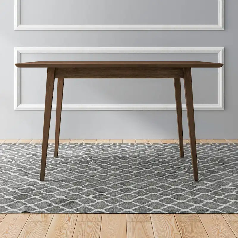 Table à manger rectangulaire en bois massif Alda, style moderne du milieu du siècle