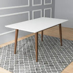 Table à manger rectangulaire en bois massif Alda, style moderne du milieu du siècle