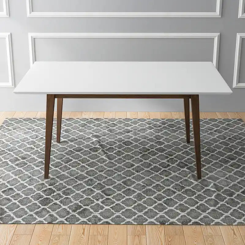 Table à manger rectangulaire en bois massif Alda, style moderne du milieu du siècle