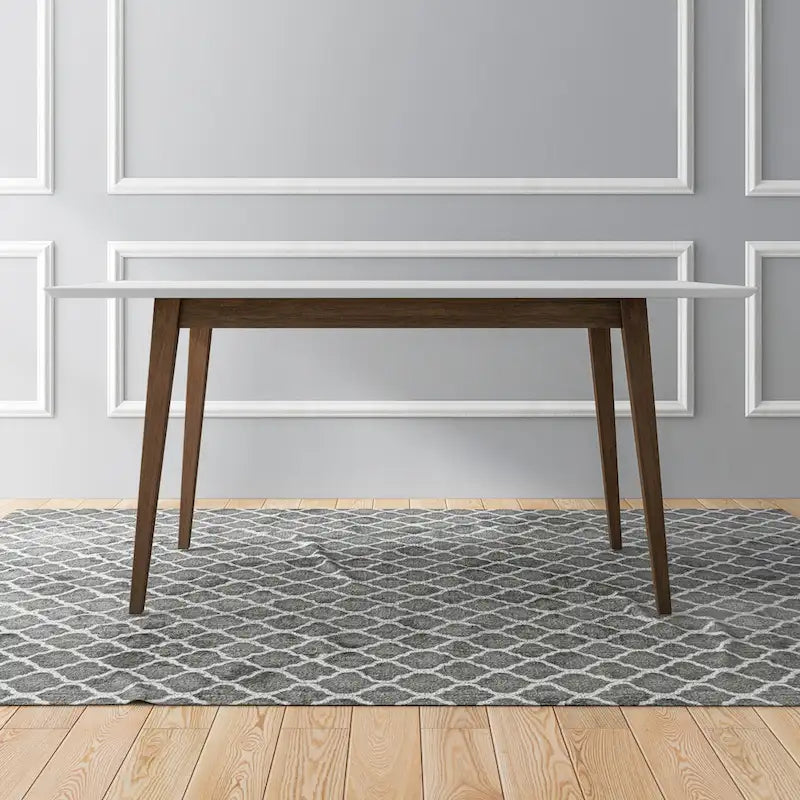 Table à manger rectangulaire en bois massif Alda, style moderne du milieu du siècle