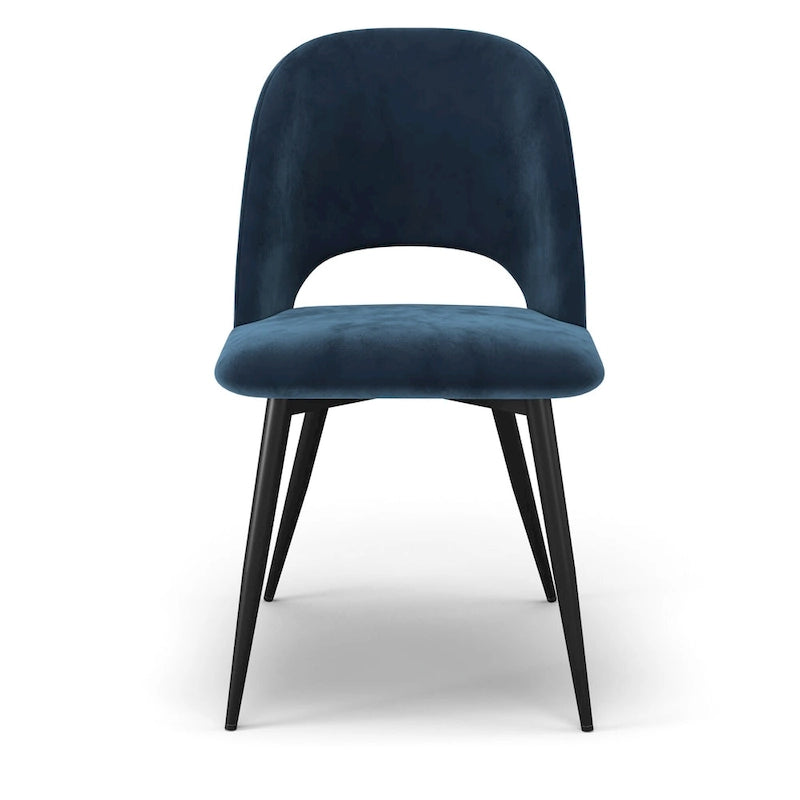 Chaise d'appoint Victor Velvet, pieds noirs (lot de 2)