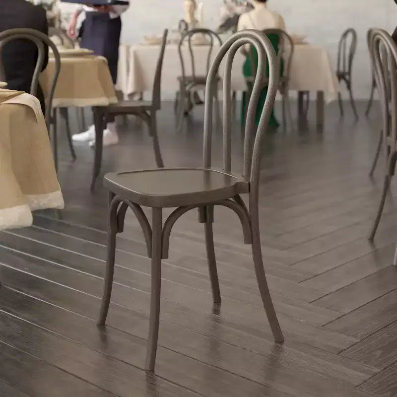 Flash Furniture HERCULES Lot de 2 Chaises de Style Thonet en Résine Aspect Bois, Commerciales, Intérieur/Extérieur