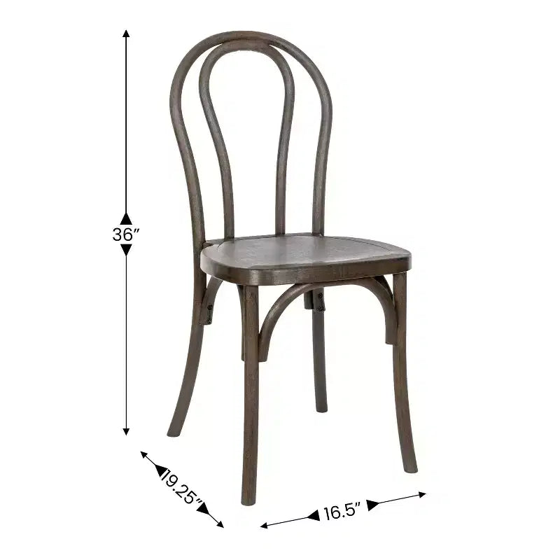 Flash Furniture HERCULES Lot de 2 Chaises de Style Thonet en Résine Aspect Bois, Commerciales, Intérieur/Extérieur
