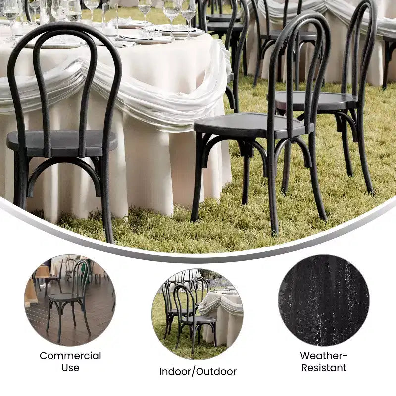 Flash Furniture HERCULES Lot de 2 Chaises de Style Thonet en Résine Aspect Bois, Commerciales, Intérieur/Extérieur