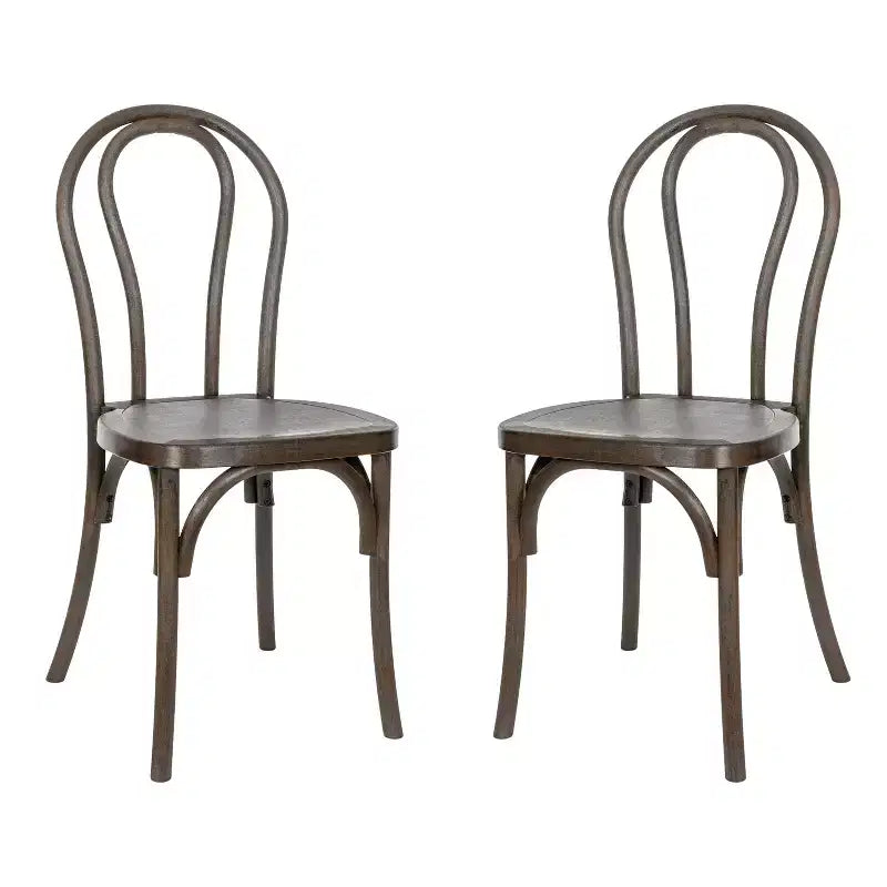 Flash Furniture HERCULES Lot de 2 Chaises de Style Thonet en Résine Aspect Bois, Commerciales, Intérieur/Extérieur
