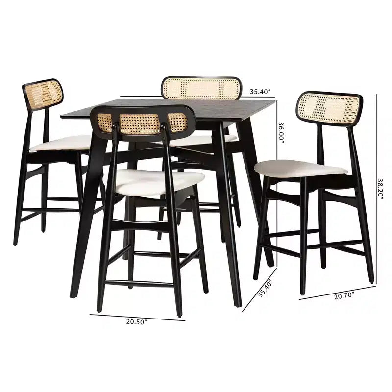 Ensemble de pub 5 pièces Tarana en bois de style moderne du milieu du siècle Baxton Studio