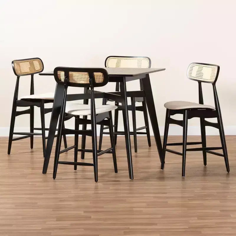 Ensemble de pub 5 pièces Tarana en bois de style moderne du milieu du siècle Baxton Studio