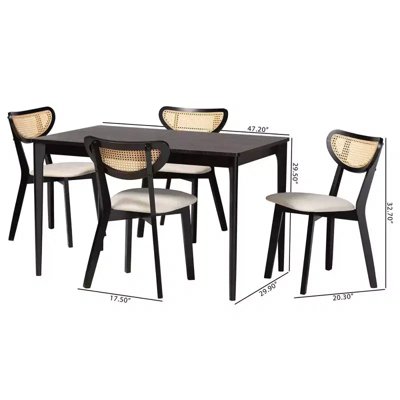 Ensemble de salle à manger 5 pièces en bois de style moderne du milieu du siècle Baxton Studio Dannell