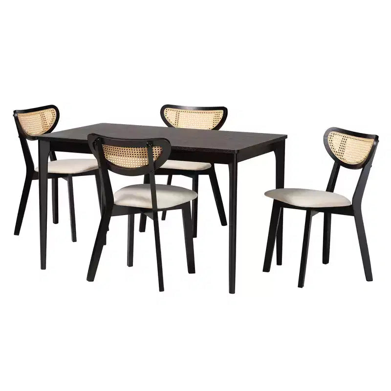 Ensemble de salle à manger 5 pièces en bois de style moderne du milieu du siècle Baxton Studio Dannell