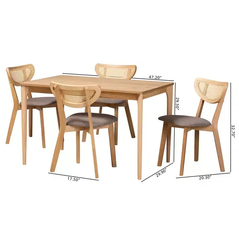Ensemble de salle à manger 5 pièces en bois de style moderne du milieu du siècle Baxton Studio Dannell