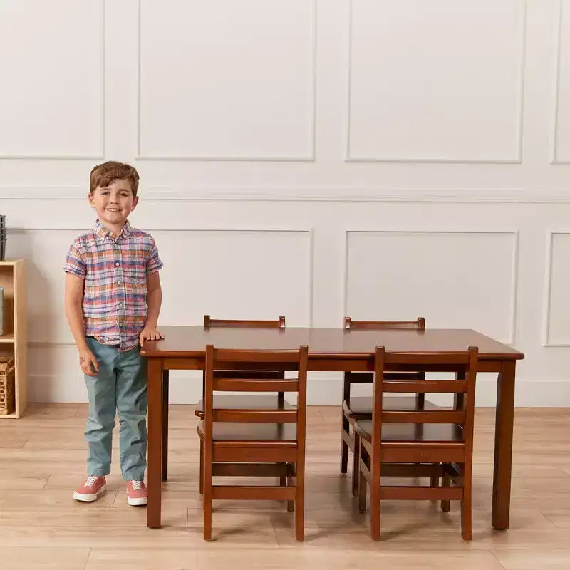 Table rectangulaire ECR4Kids en bois dur de 60 cm x 120 cm avec pieds de 55 cm, mobilier pour enfants