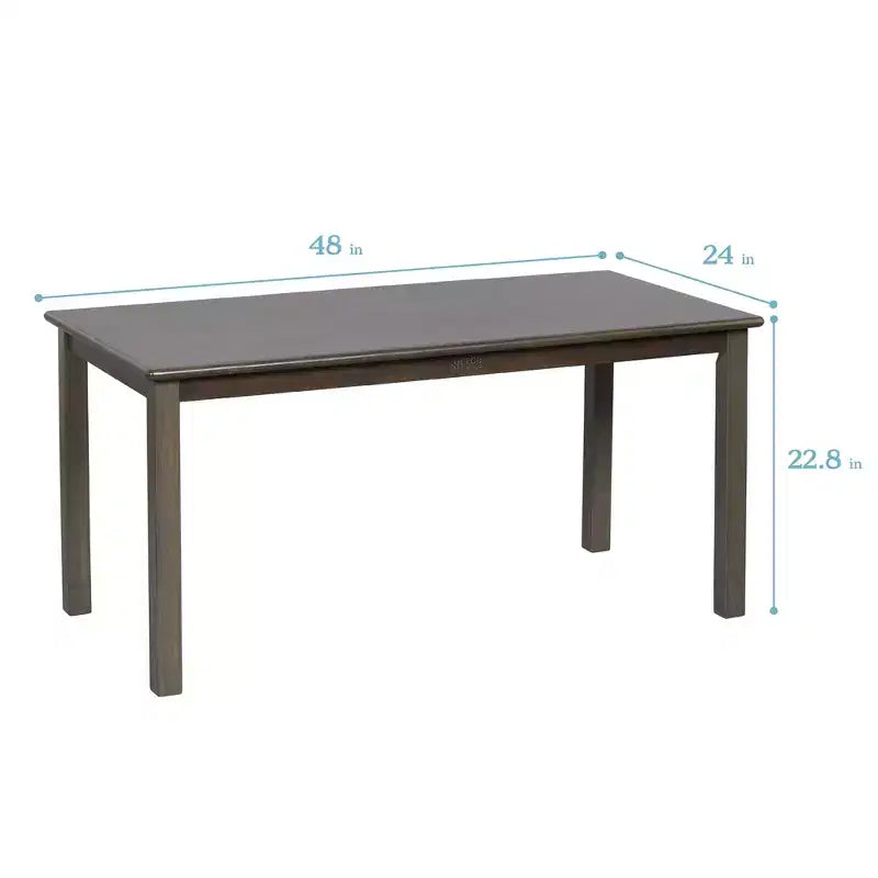 Table rectangulaire ECR4Kids en bois dur de 60 cm x 120 cm avec pieds de 55 cm, mobilier pour enfants
