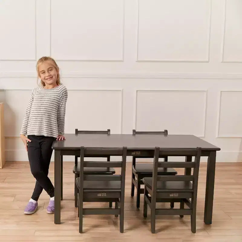 Table rectangulaire ECR4Kids en bois dur de 60 cm x 120 cm avec pieds de 55 cm, mobilier pour enfants
