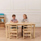 Table rectangulaire ECR4Kids en bois dur de 60 cm x 120 cm avec pieds de 55 cm, mobilier pour enfants