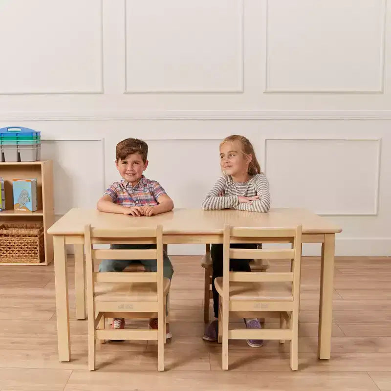 Table rectangulaire ECR4Kids en bois dur de 60 cm x 120 cm avec pieds de 55 cm, mobilier pour enfants