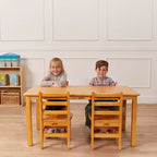 Table rectangulaire ECR4Kids en bois dur de 60 cm x 120 cm avec pieds de 55 cm, mobilier pour enfants