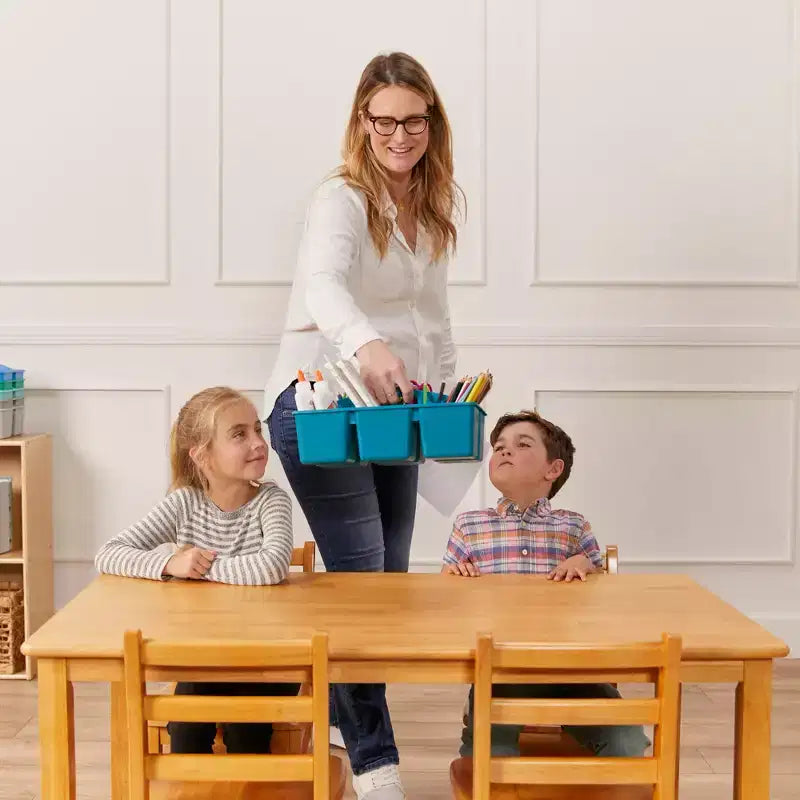 Table rectangulaire ECR4Kids en bois dur de 60 cm x 120 cm avec pieds de 55 cm, mobilier pour enfants