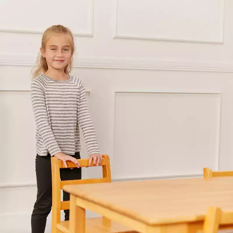 Table rectangulaire ECR4Kids en bois dur de 60 cm x 120 cm avec pieds de 55 cm, mobilier pour enfants