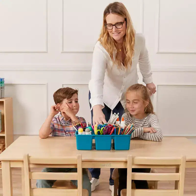 Table rectangulaire ECR4Kids en bois dur de 60 cm x 120 cm avec pieds de 55 cm, mobilier pour enfants