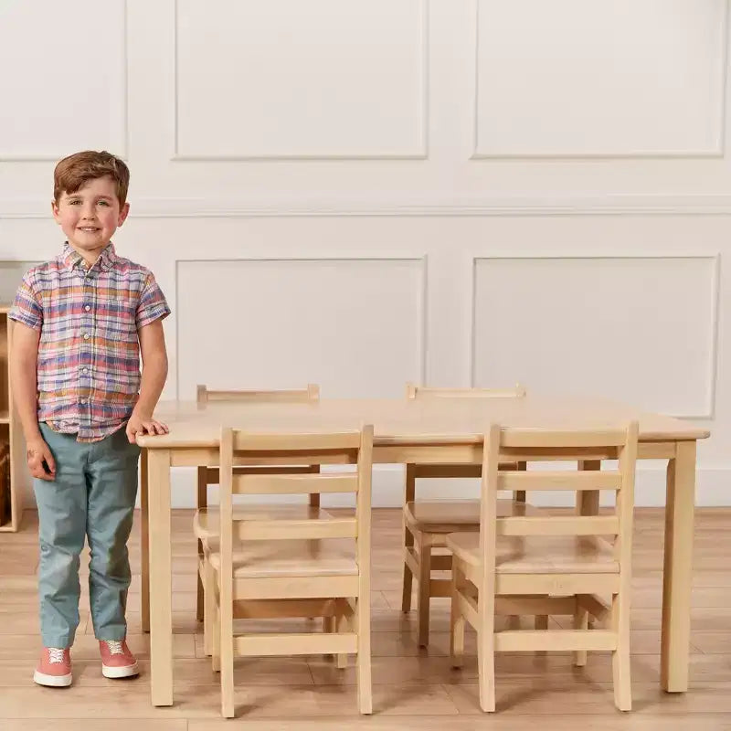 Table rectangulaire ECR4Kids en bois dur de 60 cm x 120 cm avec pieds de 55 cm, mobilier pour enfants