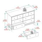 Commode Saracina Home Stiva classique moderne du milieu du siècle à 6 tiroirs horizontaux