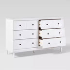 Commode Saracina Home Stiva classique moderne du milieu du siècle à 6 tiroirs horizontaux