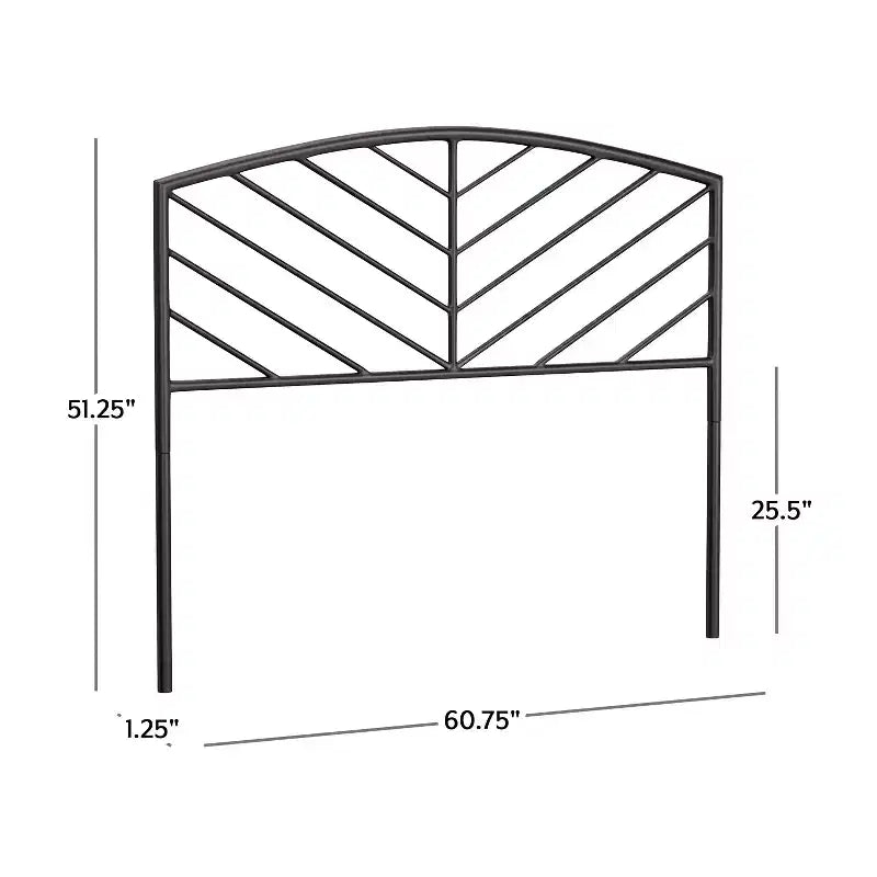 Tête de lit en métal Hillsdale Furniture Essex avec motif de fuseau à chevrons Bronze Gris