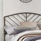 Tête de lit en métal Hillsdale Furniture Essex avec motif de fuseau à chevrons Bronze Gris