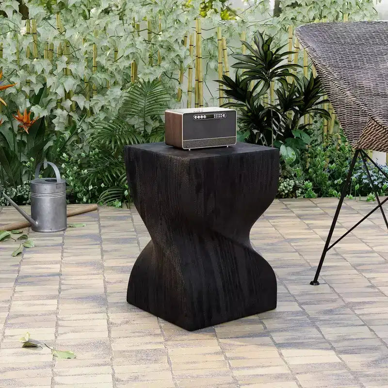 Table d'appoint carrée LeisureMod Onyx Series Table d'appoint moderne en fibre de pierre, table d'appoint entièrement assemblée pour salon, chambre, bureau, décoration d'entrée