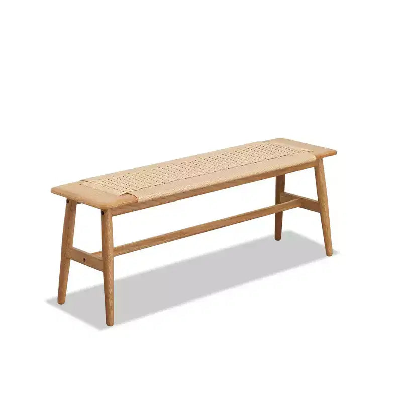 Banc Tressé, Banc de Salle à Manger en Chêne Massif avec Design Rustique Tressé à la Main, Long Banc Banc de Cuisine pour Salle à Manger Chambre Entrée Salle de Bain