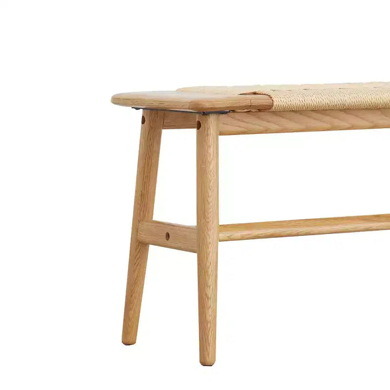 Banc Tressé, Banc de Salle à Manger en Chêne Massif avec Design Rustique Tressé à la Main, Long Banc Banc de Cuisine pour Salle à Manger Chambre Entrée Salle de Bain