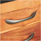 Desserte de cuisine en bois avec 4 tiroirs, 2 étagères, poignées en métal noir et plateau en marbre - Marron - Roche River Decor