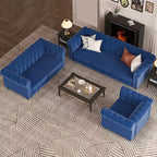 Canapé 3 places en lin Chesterfield 6 places, ensemble canapé et fauteuil, canapé capitonné pour salon - Morden Fort