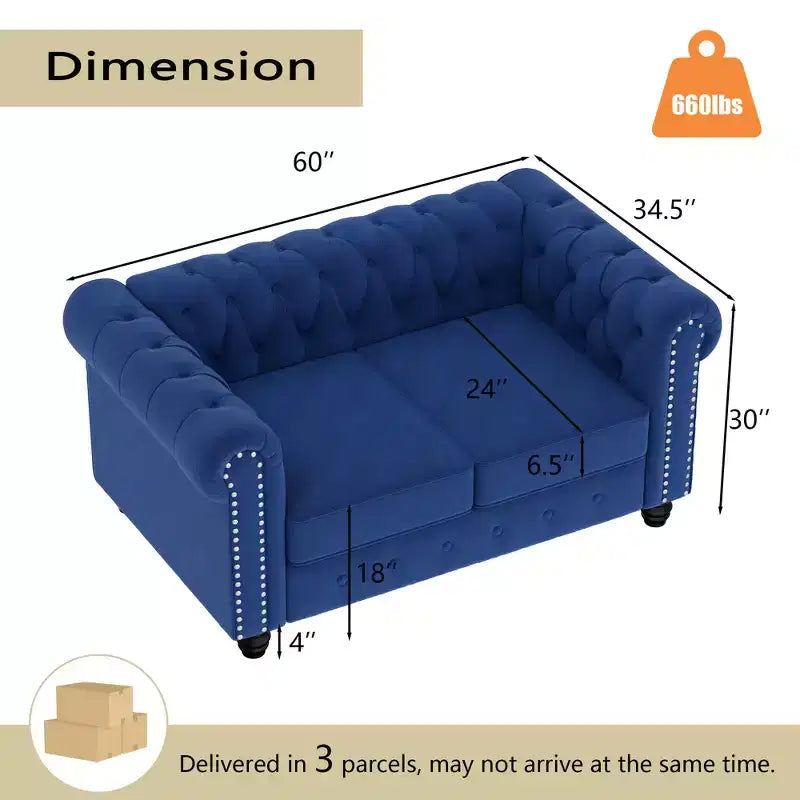 Canapé 3 places en lin Chesterfield 6 places, ensemble canapé et fauteuil, canapé capitonné pour salon - Morden Fort