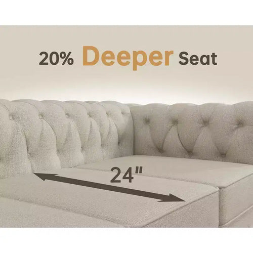 Canapé 3 places en lin Chesterfield 6 places, ensemble canapé et fauteuil, canapé capitonné pour salon - Morden Fort