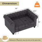 Canapé 3 places en lin Chesterfield 6 places, ensemble canapé et fauteuil, canapé capitonné pour salon - Morden Fort