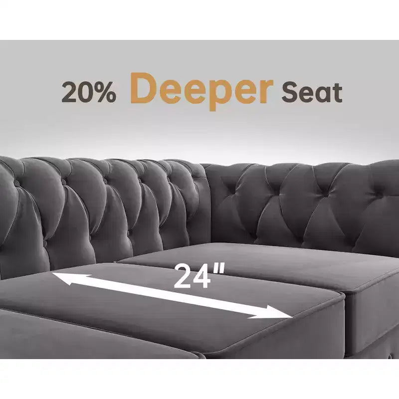 Canapé 3 places en lin Chesterfield 6 places, ensemble canapé et fauteuil, canapé capitonné pour salon - Morden Fort