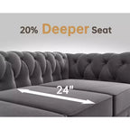 Canapé 3 places en lin Chesterfield 6 places, ensemble canapé et fauteuil, canapé capitonné pour salon - Morden Fort