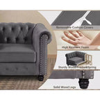 Canapé 3 places en lin Chesterfield 6 places, ensemble canapé et fauteuil, canapé capitonné pour salon - Morden Fort