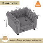 Canapé 3 places en lin Chesterfield 6 places, ensemble canapé et fauteuil, canapé capitonné pour salon - Morden Fort