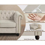 Canapé 3 places en lin Chesterfield 6 places, ensemble canapé et fauteuil, canapé capitonné pour salon - Morden Fort