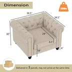 Canapé 3 places en lin Chesterfield 6 places, ensemble canapé et fauteuil, canapé capitonné pour salon - Morden Fort