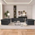 Canapé 3 places en lin Chesterfield 6 places, ensemble canapé et fauteuil, canapé capitonné pour salon - Morden Fort
