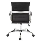 Chaise de bureau LeisureMod Benmar en cuir côtelé - Chaise de bureau exécutive pivotante et inclinable de style Mid-Century Modern - Piètement chromé