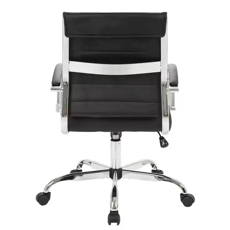 Chaise de bureau LeisureMod Benmar en cuir côtelé - Chaise de bureau exécutive pivotante et inclinable de style Mid-Century Modern - Piètement chromé