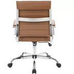Chaise de bureau LeisureMod Benmar en cuir côtelé - Chaise de bureau exécutive pivotante et inclinable de style Mid-Century Modern - Piètement chromé